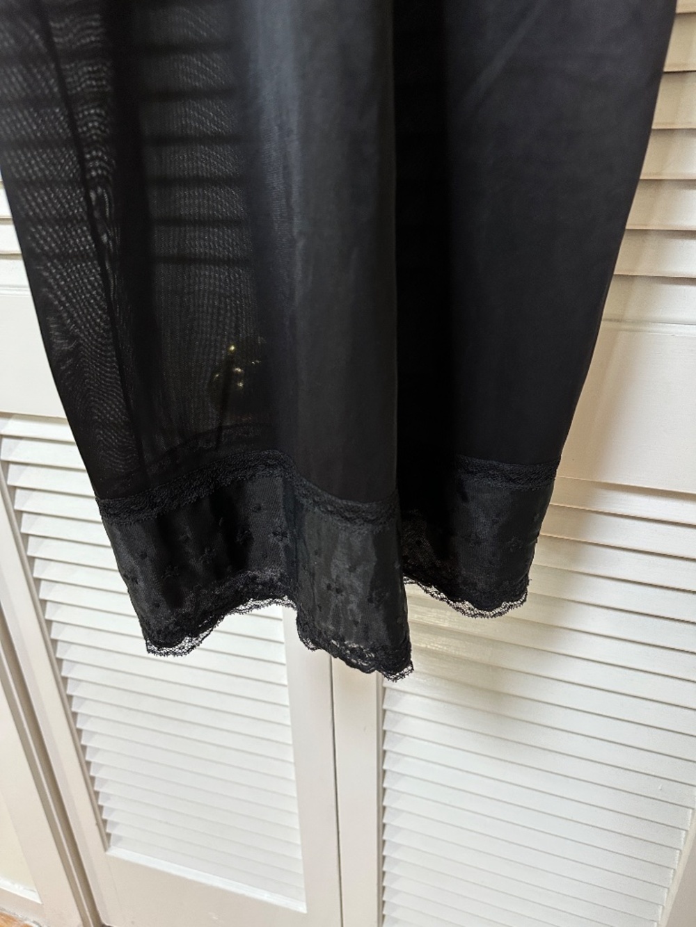 Vintage Full Slip Black Nylon Lace Nightie Small - Picture 6 of 16